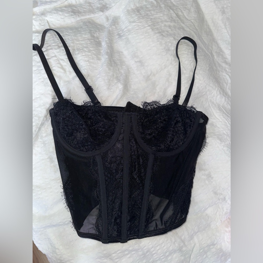 Black Lace Bustier Corset Top - Women Intimates
